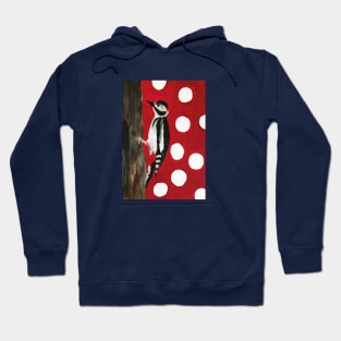 Woodpecker Red with White Dots Painting Hoodie